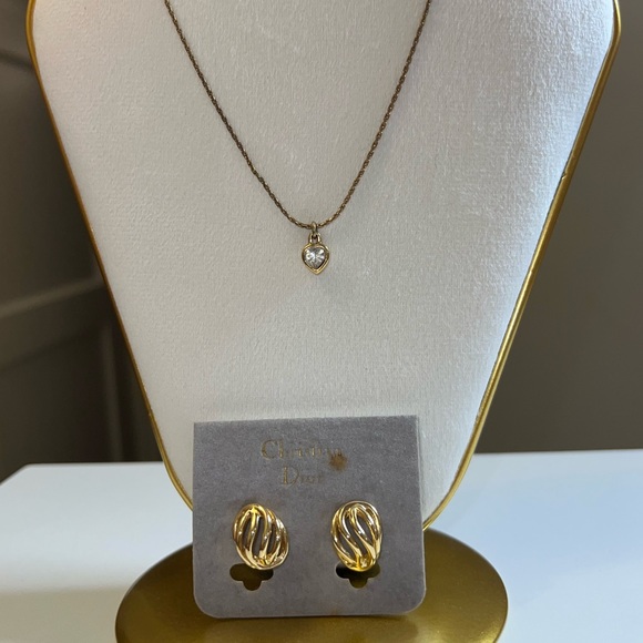 Christian Dior heart necklace and earrings - Picture 1 of 6